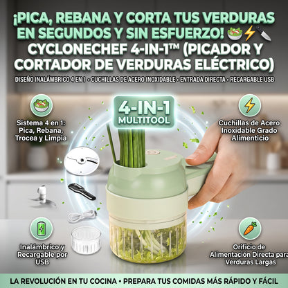 CYCLONECHEF™ Cortador y Procesador de Alimentos Eléctrico 4 en 1