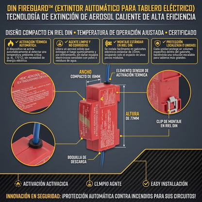 DIN FIREGUARD™ Extintor Automático para Riel DIN / Tableros Eléctricos
