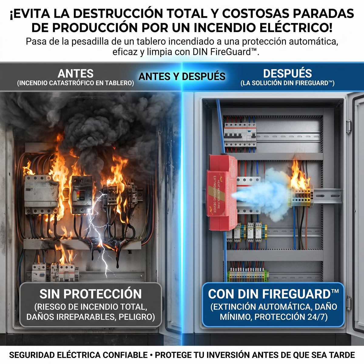 DIN FIREGUARD™ Extintor Automático para Riel DIN / Tableros Eléctricos