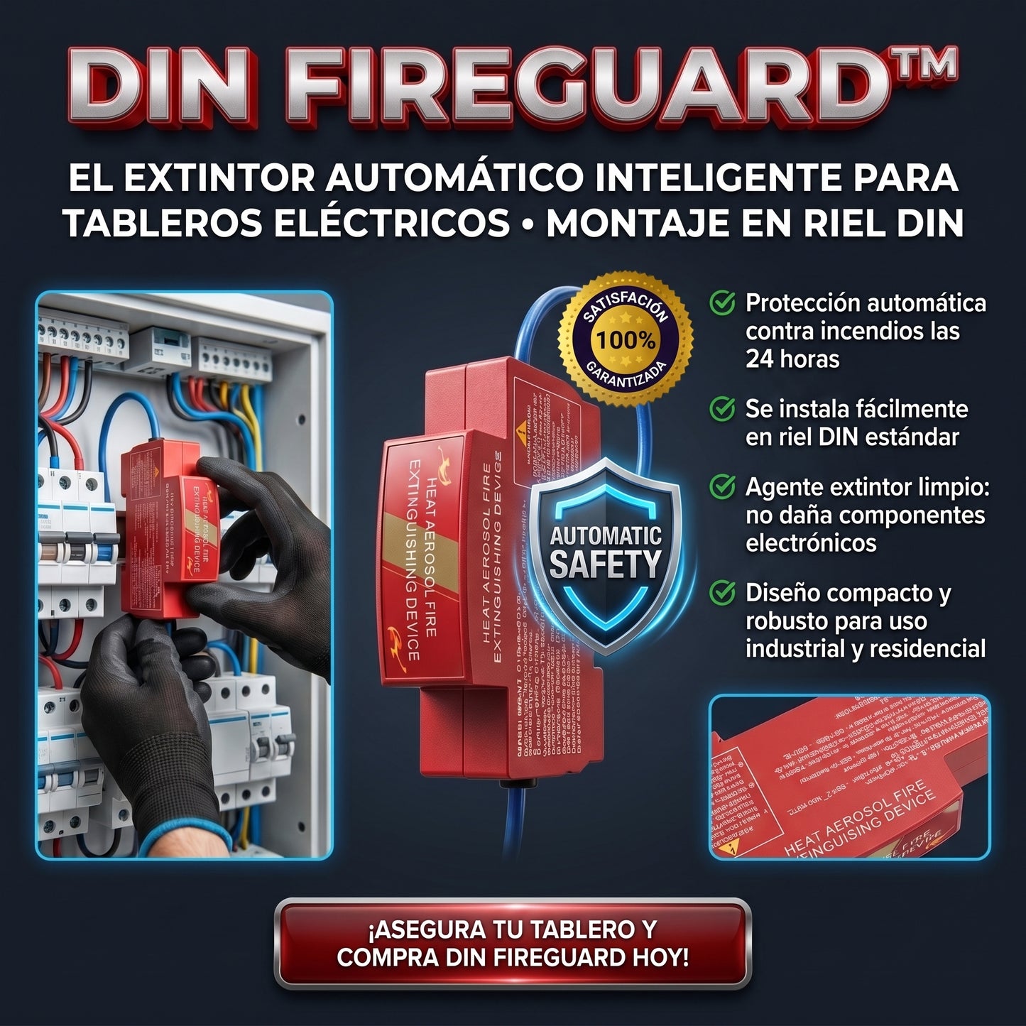 DIN FIREGUARD™ Extintor Automático para Riel DIN / Tableros Eléctricos