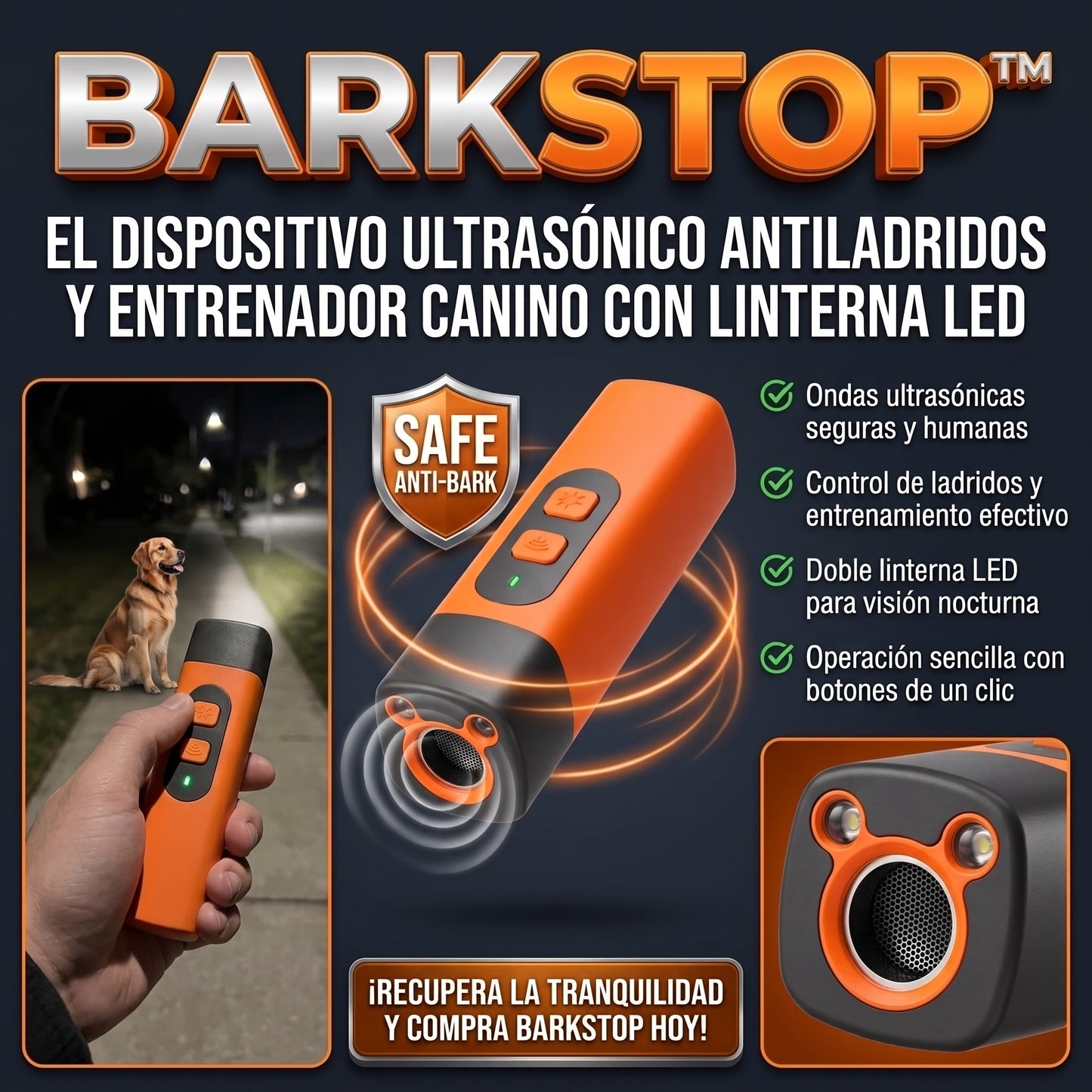 BARKSTOP™ Dispositivo Antiladridos Ultrasónico