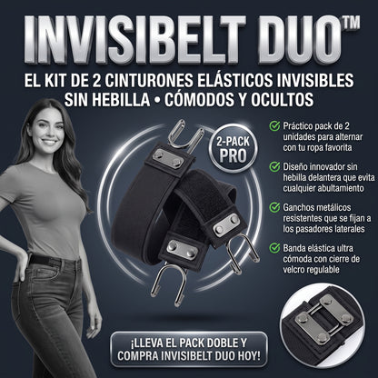 INVISIBELT DUO™ Cinturón Elástico Ajustable sin Hebilla con Gancho set 2