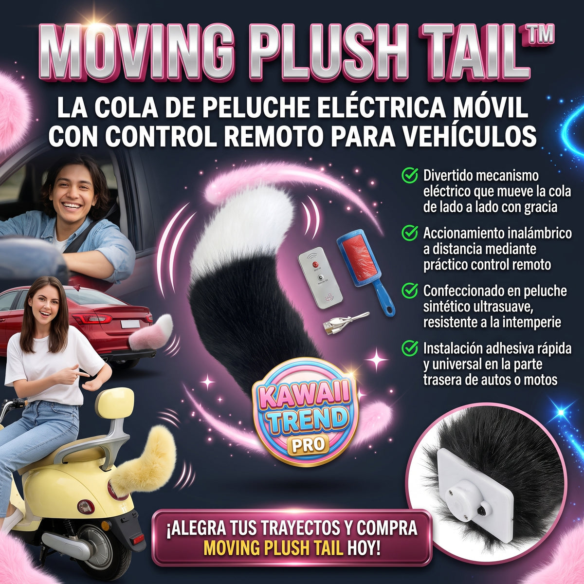 MOVING PLUSH TAIL™ Cola de Peluche Eléctrica y Móvil para Autos y Motos