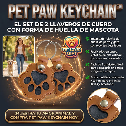 PET PAW KEYCHAIN™ Llavero Conmemorativo de Cuero para Huella de Mascota SET 2