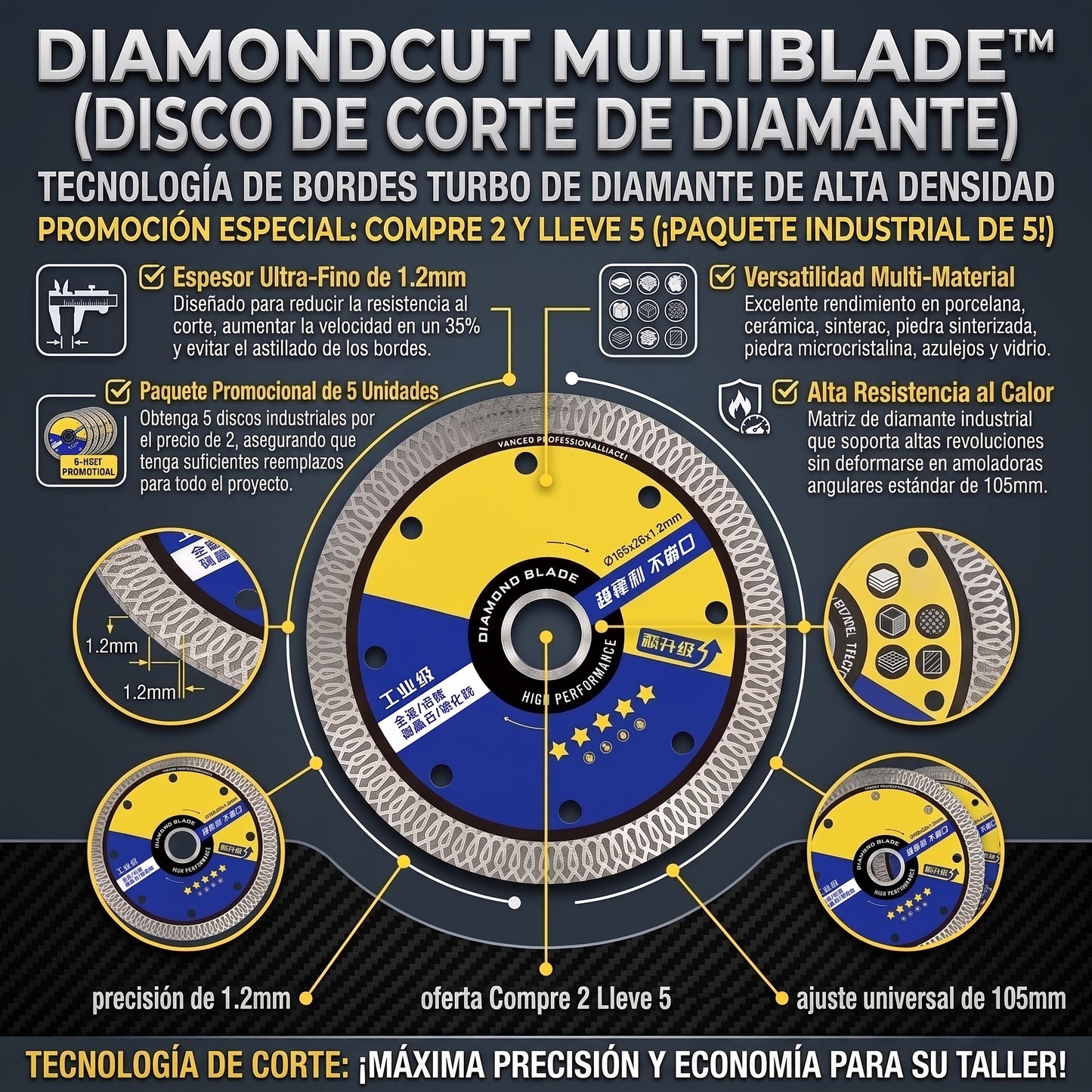 DIAMONDCUT™ Disco de Corte de Diamante Multifuncional