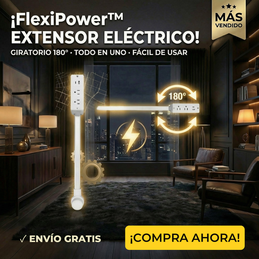 FlexiPower™ Extensor Eléctrico Giratorio 180° con USB Dual - C