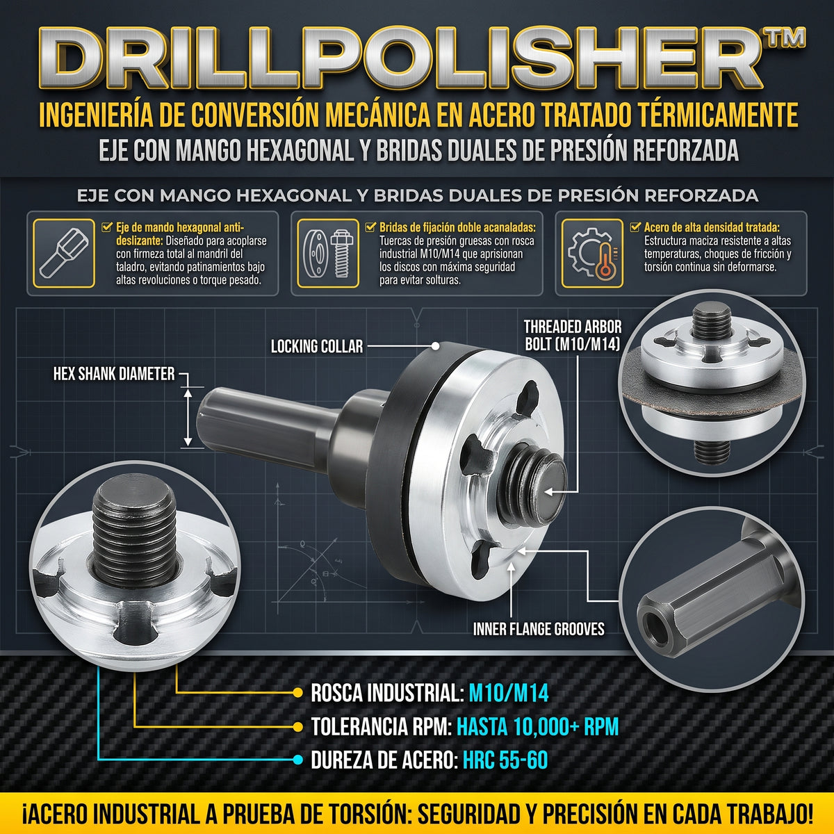 DRILLPOLISHER Adaptador Convertidor de Taladro a Pulidora y Esmeriladora Promo 2X1