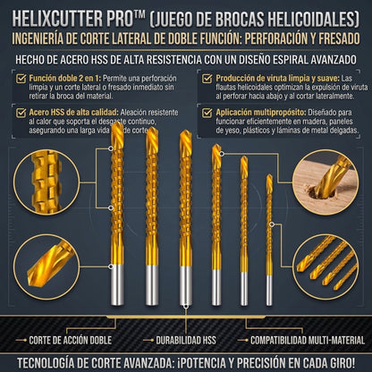 HELIXCUTTER™ Set de Brocas de Corte Lateral y Fresado HSS