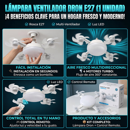 AEROLIGHT DRONE™ Lámpara LED con Ventilador Múltiple Estilo Dron
