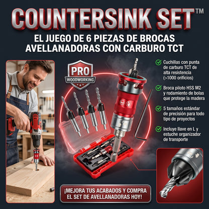 COUNTERSINK SET™ Juego Completo de Brocas Avellanadoras de Precisión