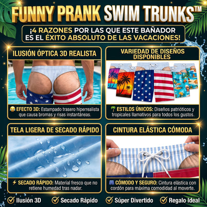 PRANK SWIM TRUNKS™ Bañador Divertido de Bromas y Tangas Falsas SET 2