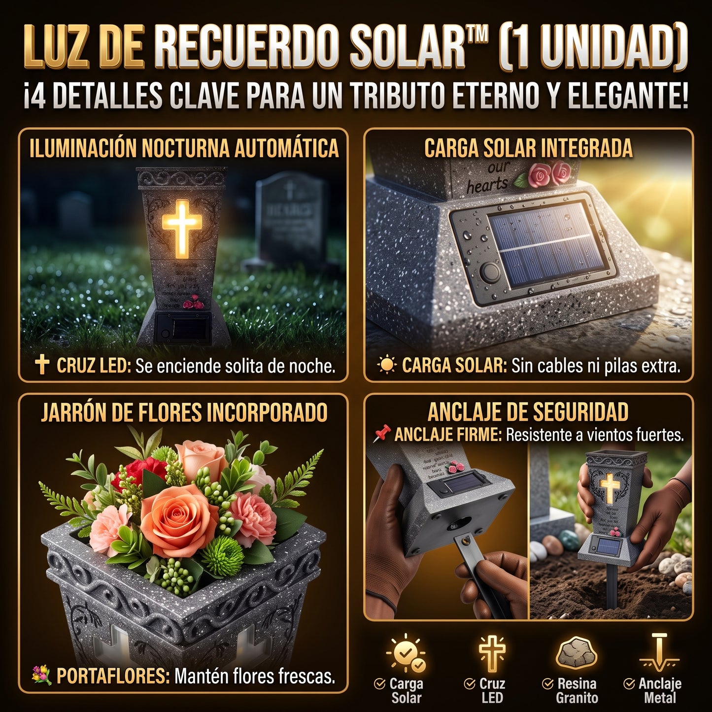 LUZ ETERNA™ Decoración conmemorativa para cementerio y jardín