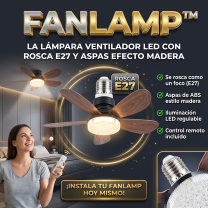 FANLAMP™ Lámpara de Techo LED Aspas Efecto Madera y Rosca E27