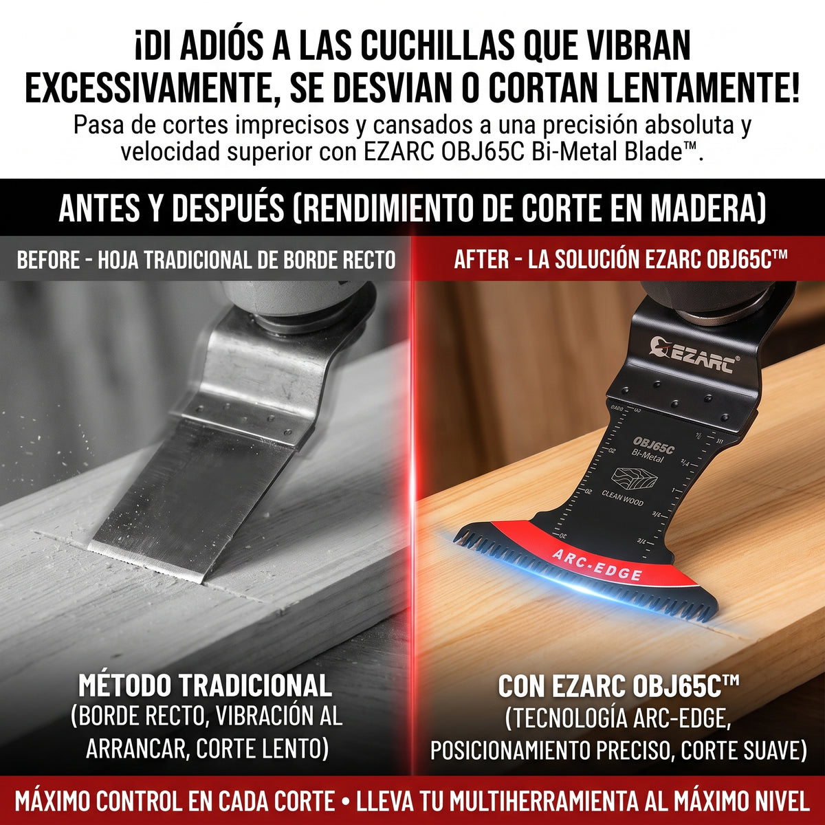 EZARC BLADE™ Cuchilla Oscilante Bimetálica con Borde en Arco 2x1