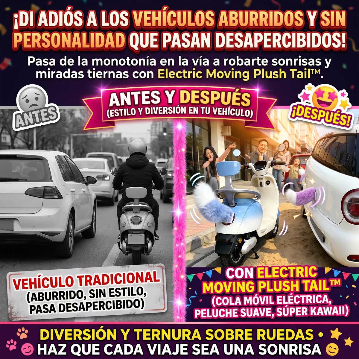MOVING PLUSH TAIL™ Cola de Peluche Eléctrica y Móvil para Autos y Motos
