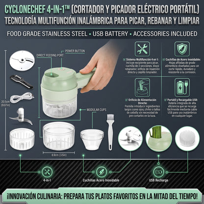 CYCLONECHEF™ Cortador y Procesador de Alimentos Eléctrico 4 en 1