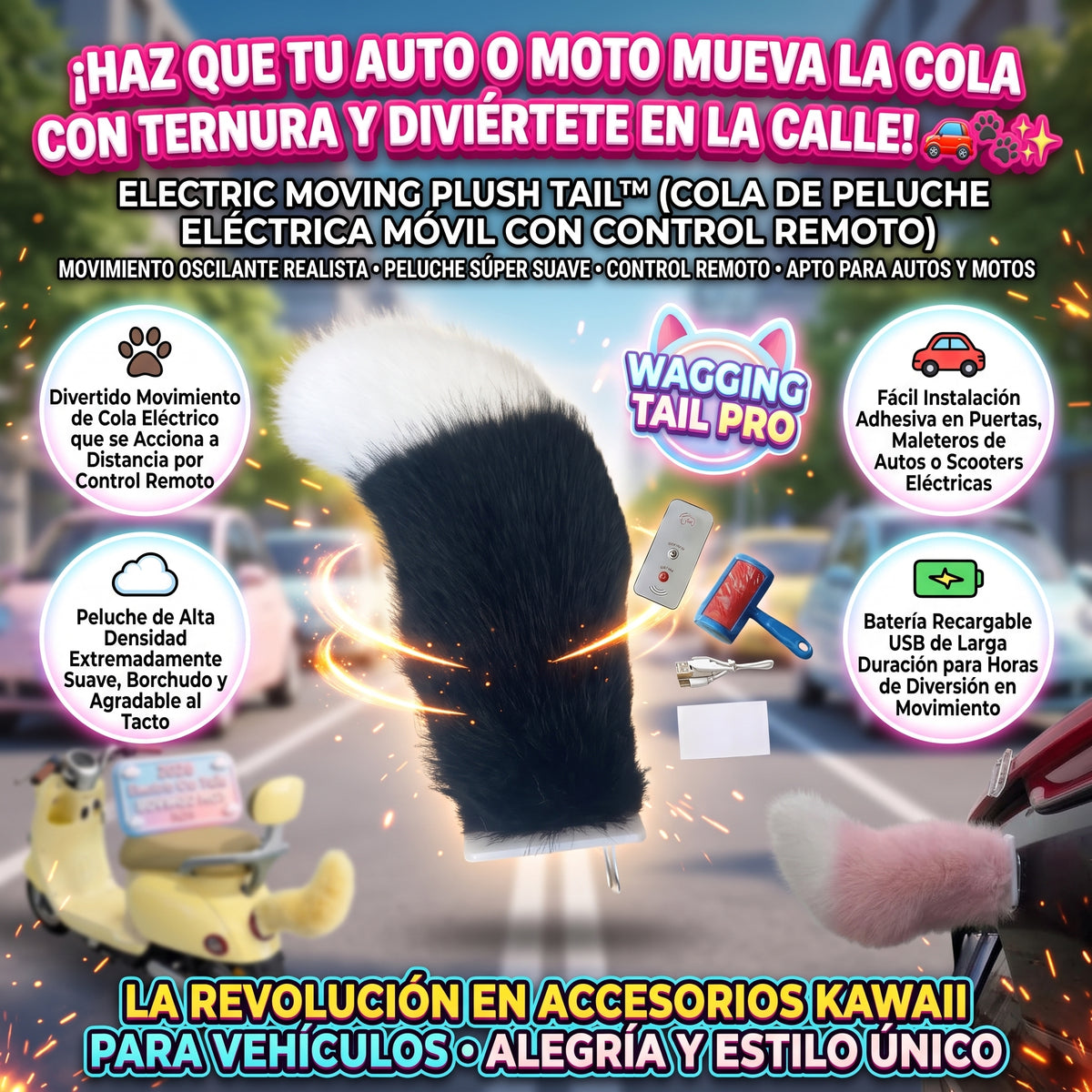 MOVING PLUSH TAIL™ Cola de Peluche Eléctrica y Móvil para Autos y Motos