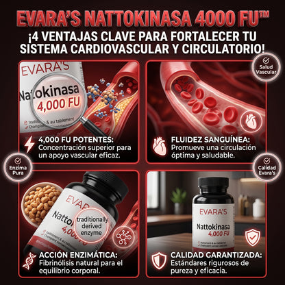 EVARA'S NATTOKINASA™ (4,000 FU) Suplemento de Nattokinasa de Alta Potencia
