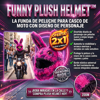 FUNNY PLUSH HELMET™ Funda de Peluche para Casco de Moto 2X1