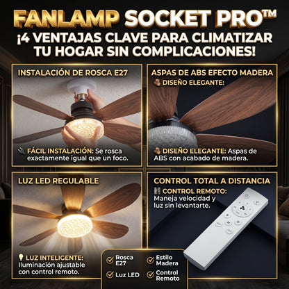 FANLAMP™ Lámpara de Techo LED Aspas Efecto Madera y Rosca E27