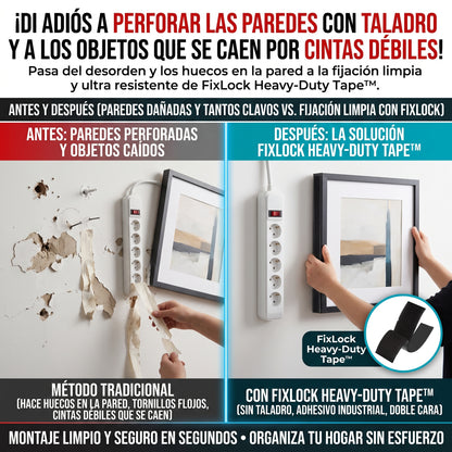 FIXLOCK HEAVY-DUTY TAPE™ Cintas Adhesivas de Doble con Velcro 12und