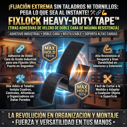 FIXLOCK HEAVY-DUTY TAPE™ Cintas Adhesivas de Doble con Velcro 12und