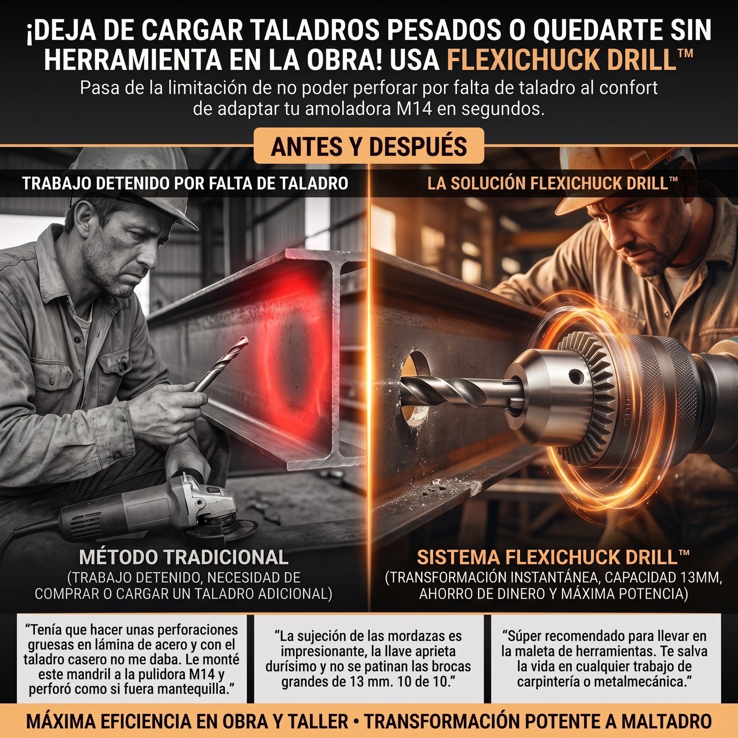 FlexiChuck Drill™ Mandril Adaptador de Taladro para Amoladora Angular