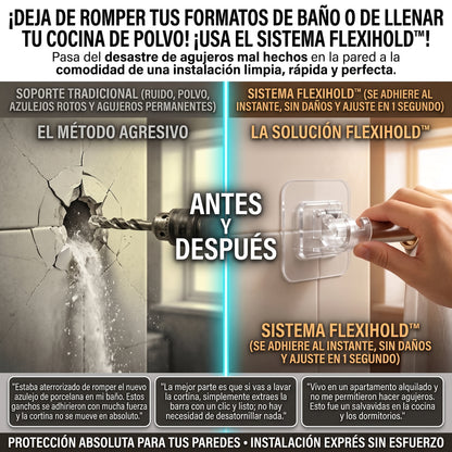 FlexiHold™ Ganchos Adhesivos de Soporte para Barra de Cortina