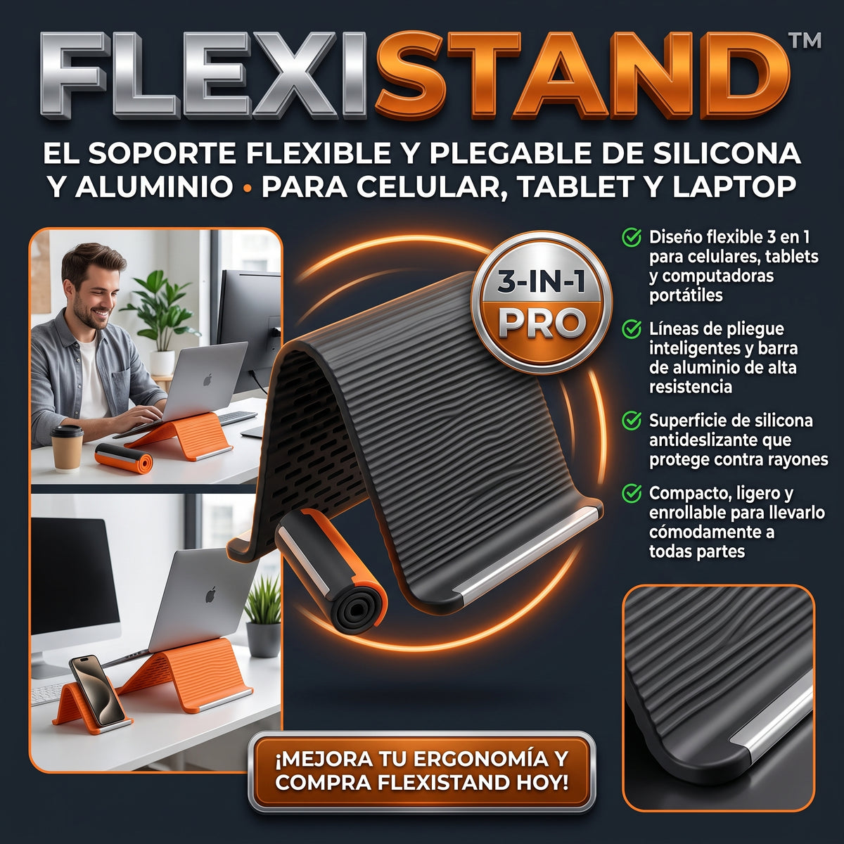 FLEXISTAND™ Soporte Flexible y Plegable Multiusos