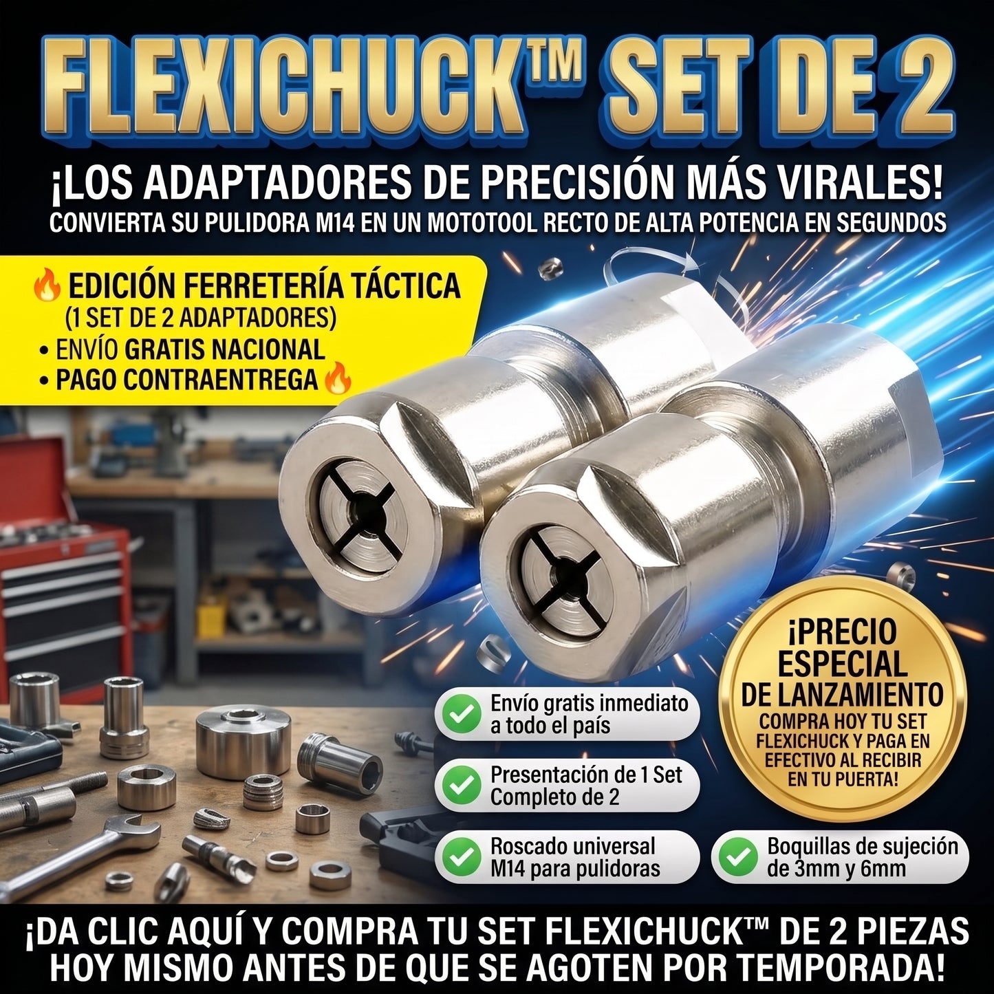 FlexiChuck™ Adaptador de Reacondicionamiento Mandril 2x1
