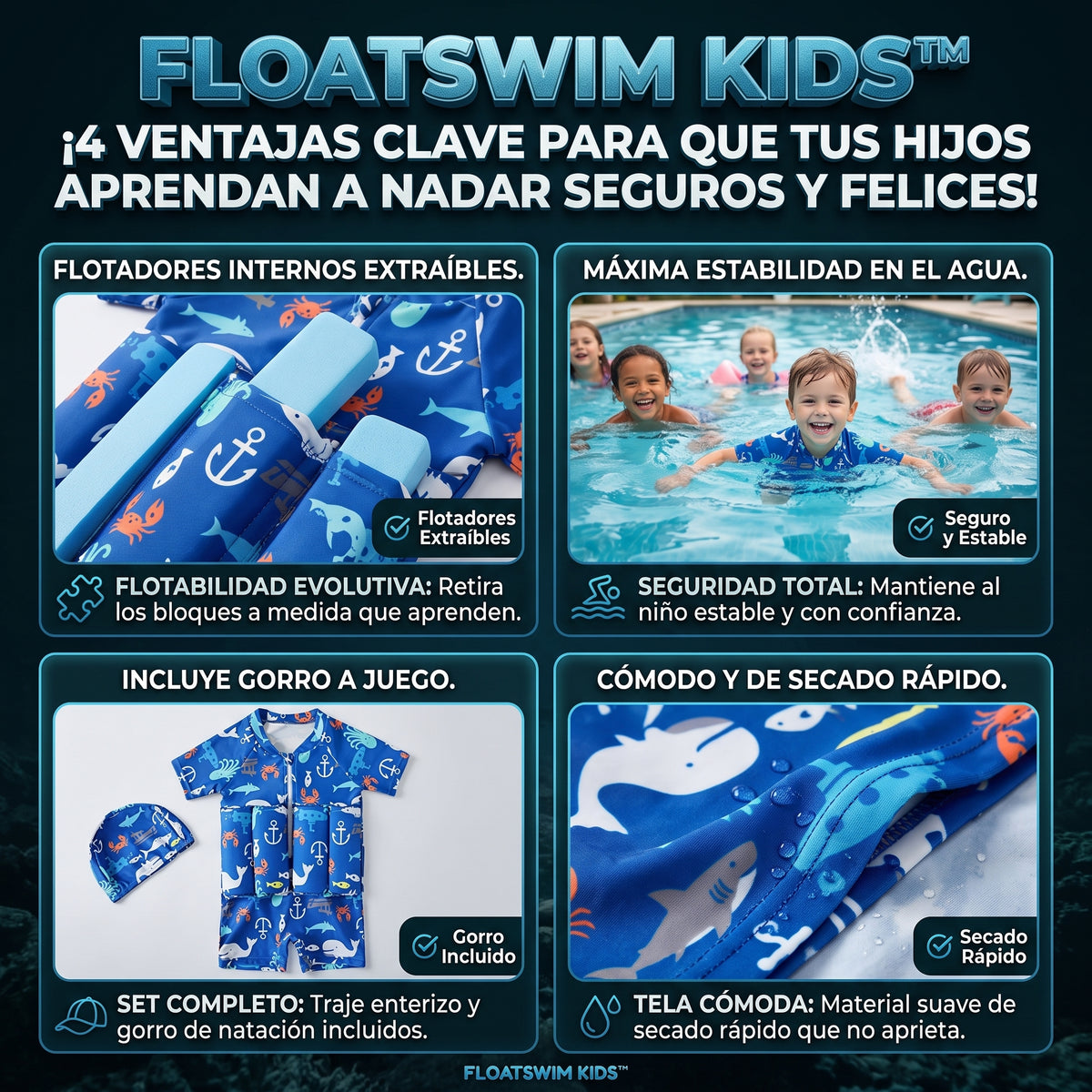 FLOATSWIM™ Traje de Baño Flotante Extraíble para Niños y Bebés