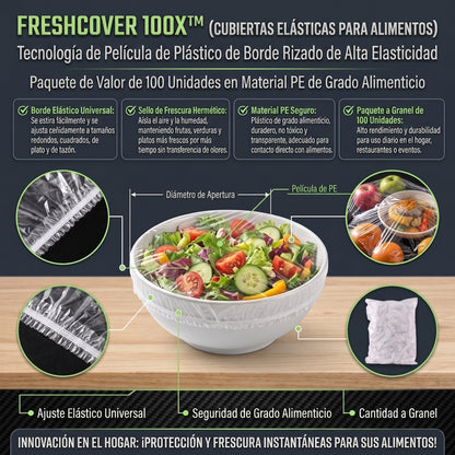 FRESHCOVER™ Bolsas Cubre Alimentos Elásticas Desechables X 100 Und