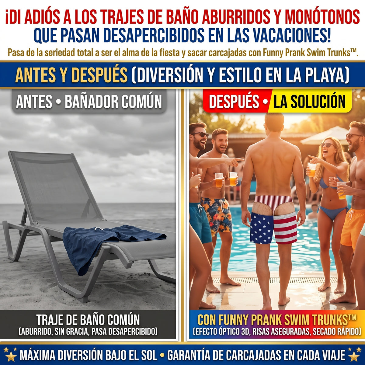 PRANK SWIM TRUNKS™ Bañador Divertido de Bromas y Tangas Falsas SET 2