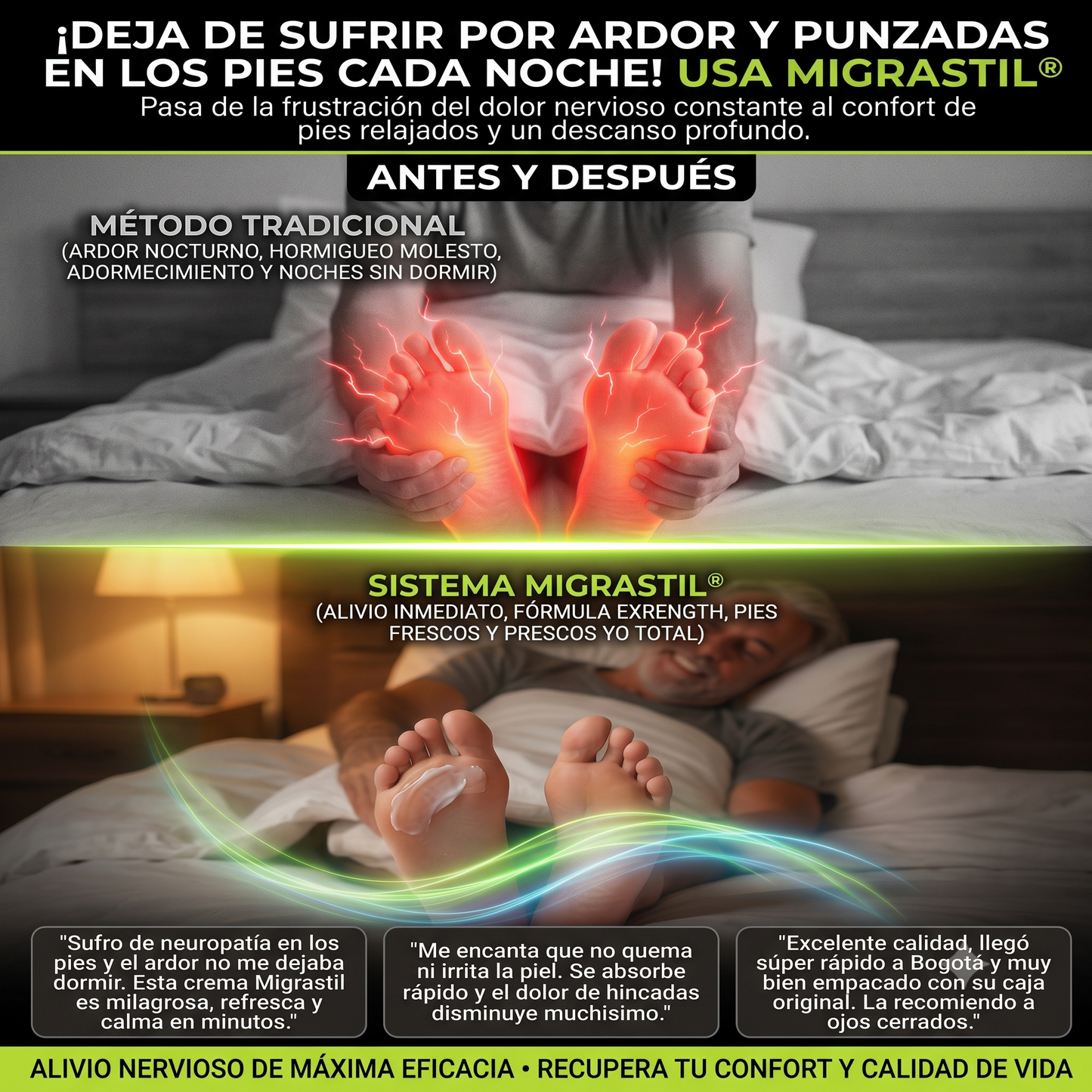 MIGRASTIL® Neuropathy Cream Alivio focalizado Contar El Dolor