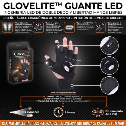 GLOVELITE™ Guantes Tácticos con Linterna LED Manos Libres