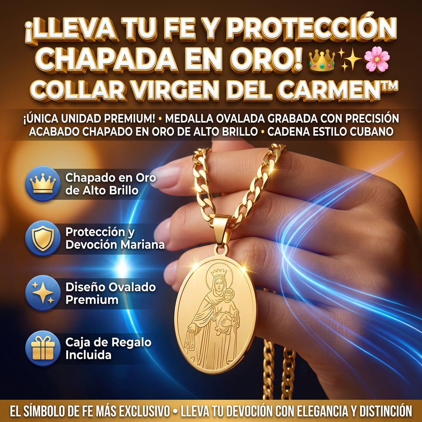 COLLAR VIRGEN DEL CARMEN™ Chapada en Oro