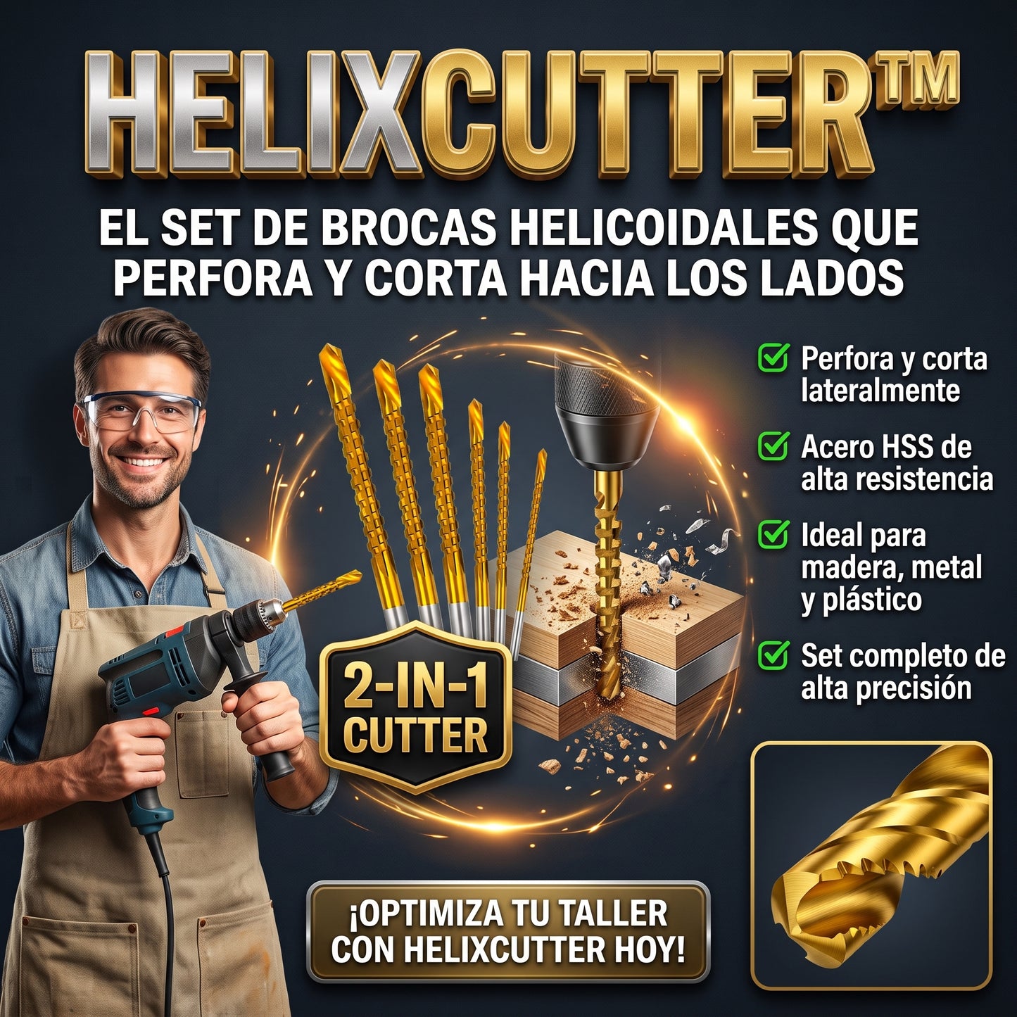 HELIXCUTTER™ Set de Brocas de Corte Lateral y Fresado HSS