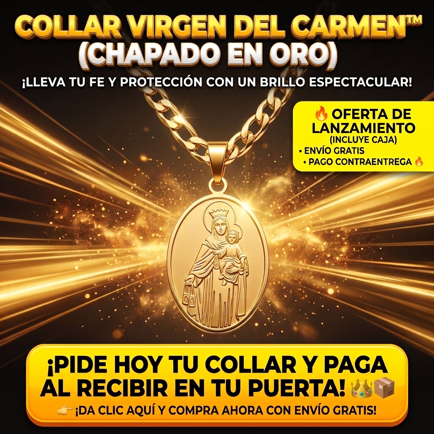 COLLAR VIRGEN DEL CARMEN™ Chapada en Oro