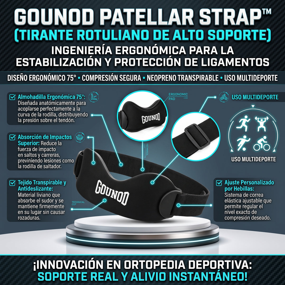 GOUNOD STRAP™ Tirante Rotuliano de Soporte Deportivo -M