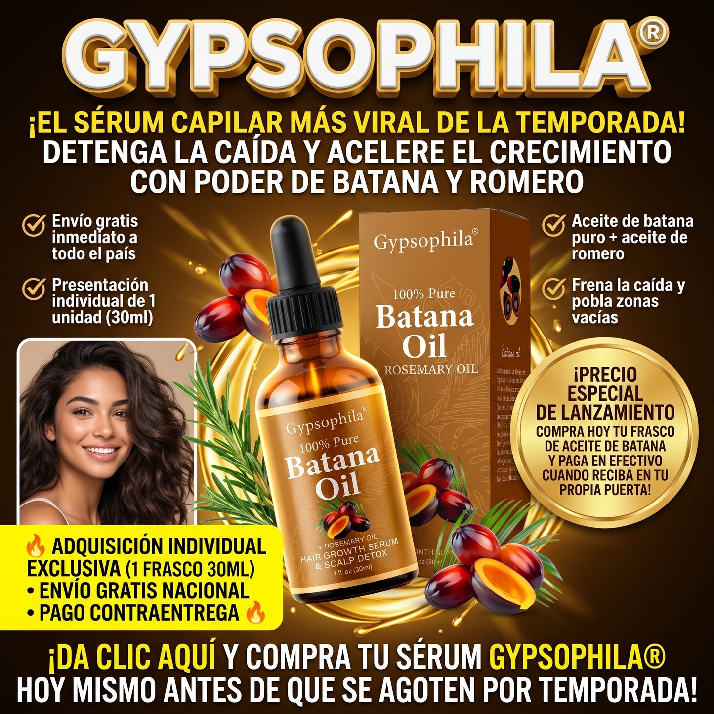 Gypsophila® Batana Oil + Rosemary érum de Crecimiento Capilar