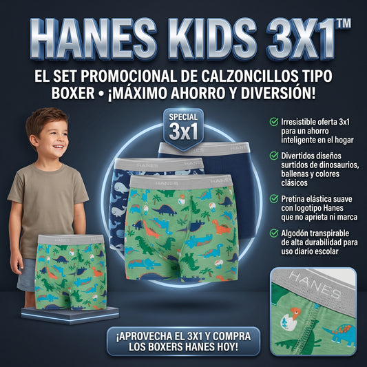 HANES KIDS™ Calzoncillos Infantiles Antifluido Promoción 3x1