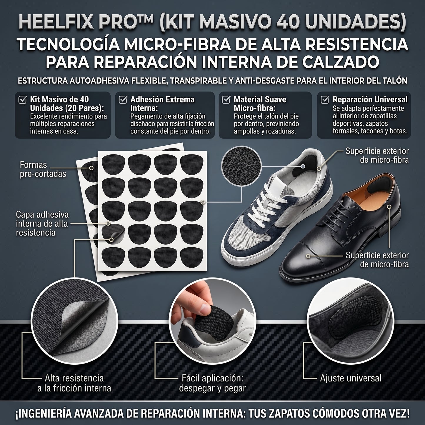 HEELFIX PRO™ Parches Autoadhesivos de Reparación Intensiva 20 Pares