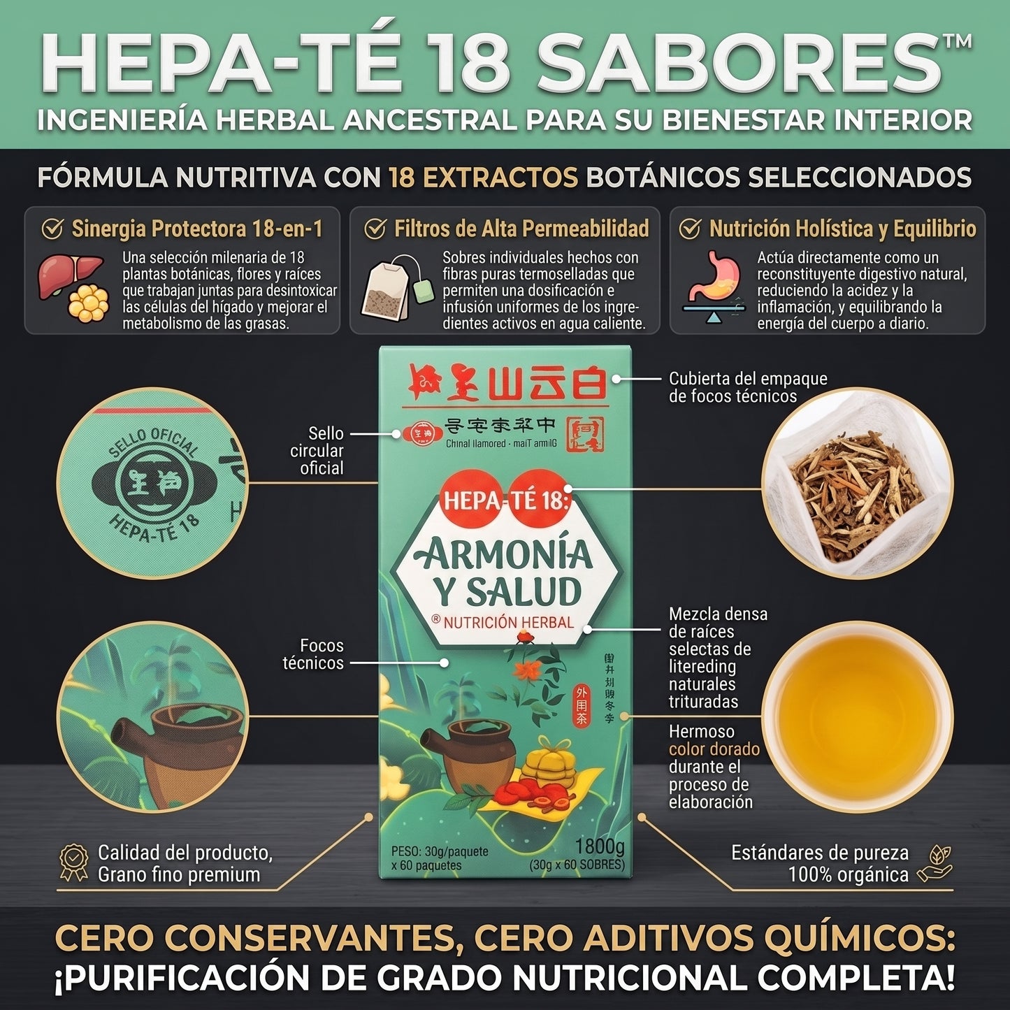 HepaTea 18 Sabores™ Té Protector Hepático Chino