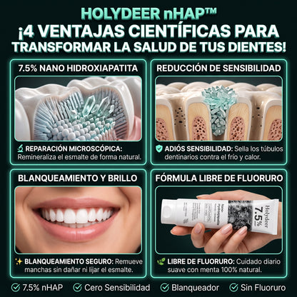 HOLYDEER™ (120g) Pasta de Dientes Reparadora con 7.5% Nano Hidroxiapatita 2X1