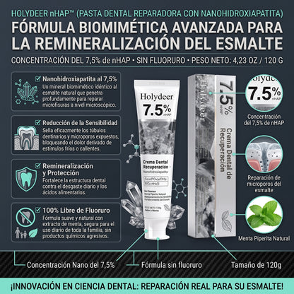 HOLYDEER™ (120g) Pasta de Dientes Reparadora con 7.5% Nano Hidroxiapatita 2X1