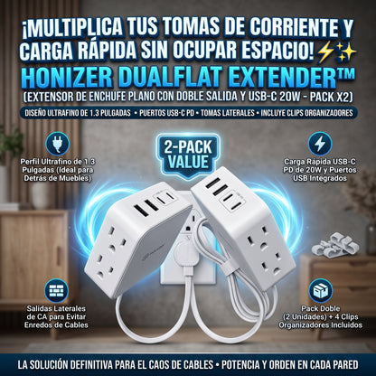 HONIZER DUO™ Extensor de Tomacorriente de Doble Salida y Alta Carga