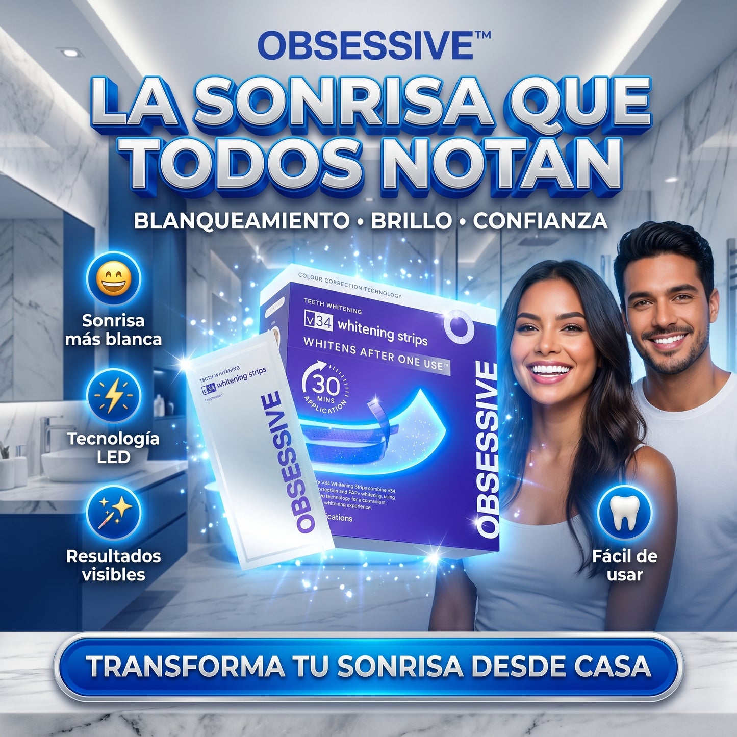 OBSESSIVE™  30 Tiras Blanqueadoras +5 de regalo