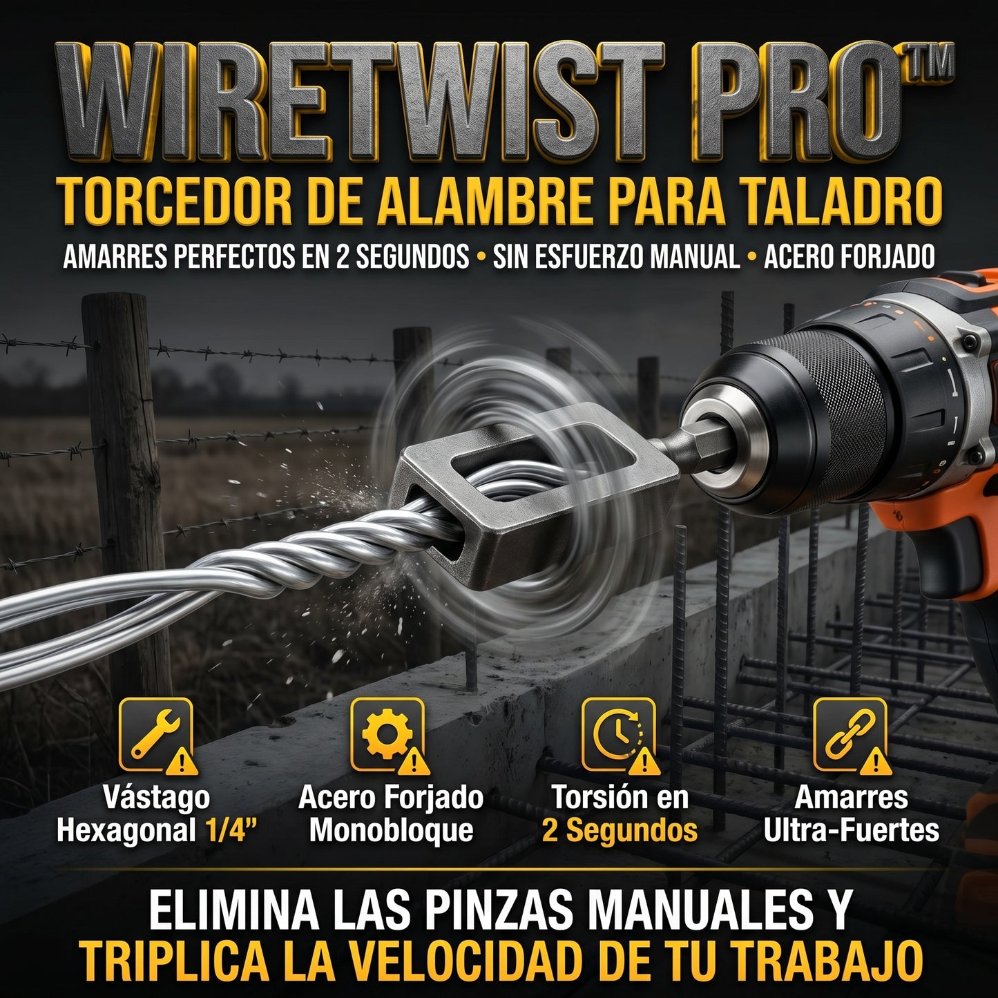 WireTwist PRO™ Herramienta Torcedora de Alambre para Taladro