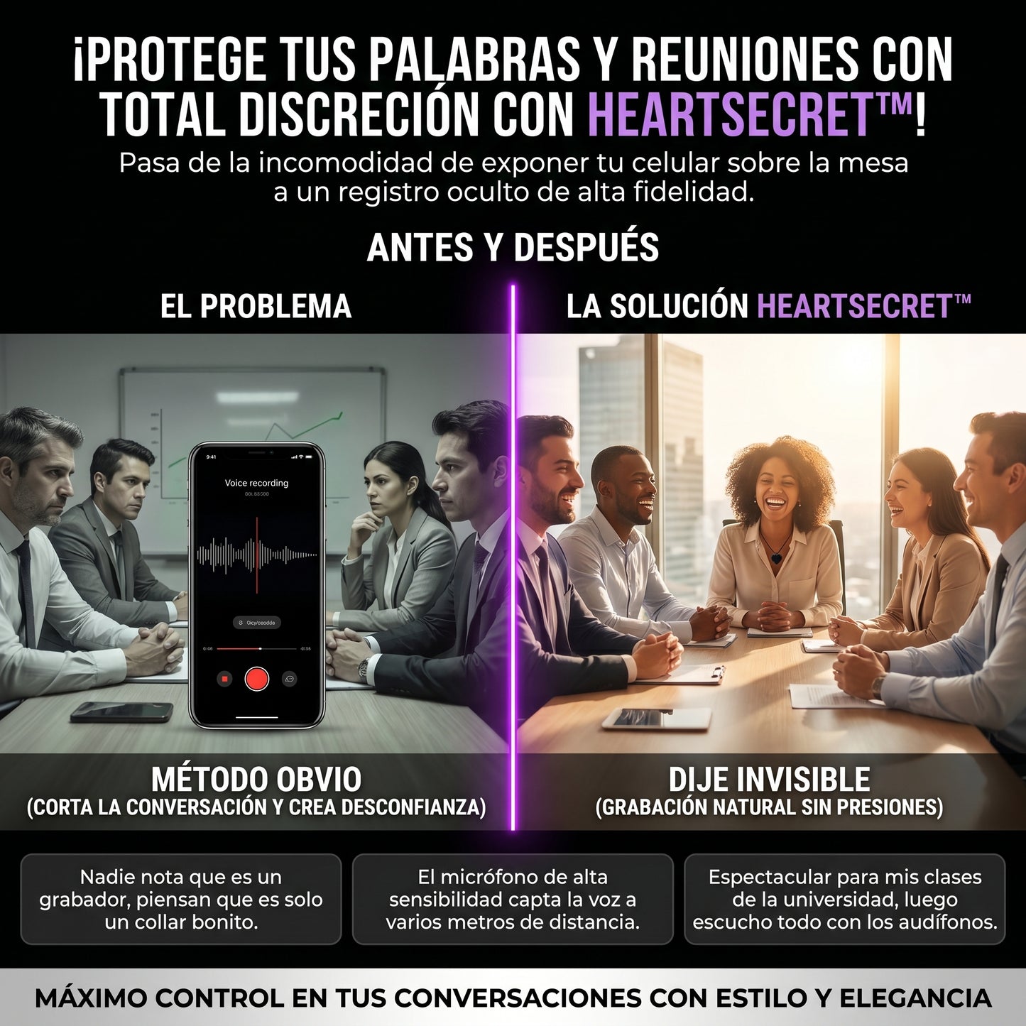 HeartSecret™ Grabador de Voz Digital Espía y Reproductor MP3