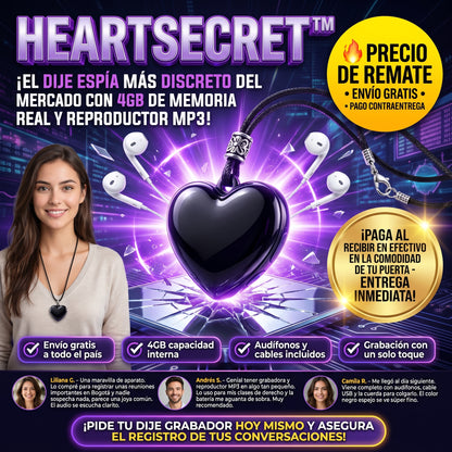 HeartSecret™ Grabador de Voz Digital Espía y Reproductor MP3